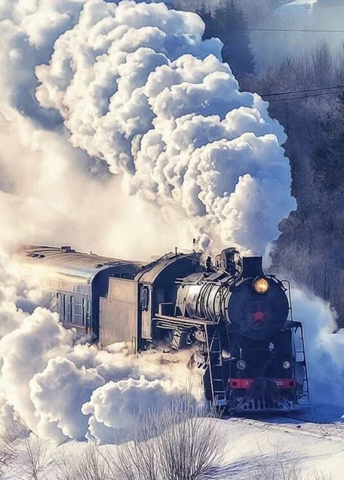 В новогоднюю Карелию на ретропоезде: водопады и Рускеала